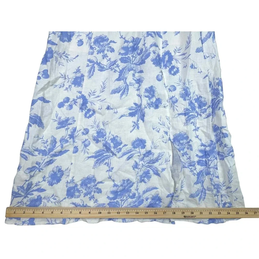 & OTHER‎ STORIES Blue White Floral Maxi Dress Linen Size 4 Cottagecore NEW - Picture 7 of 14